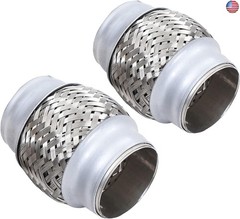 2PCS Exhaust Flex Pipe Stainless Steel Double Braid 2.25″Inch (2 1/4″) ID x 4″
