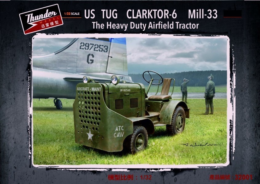 THUNDER 1/32 WWII US Tug Clarktor6 Mill33 Heavy Duty Airfield Model Kit TDM32001