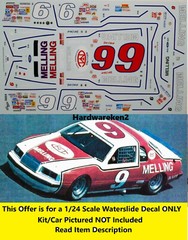 NASCAR DECAL # 9 MELLING 1982 FORD THUNDERBIRD BILL ELLIOTT POWERSLIDE 1/24