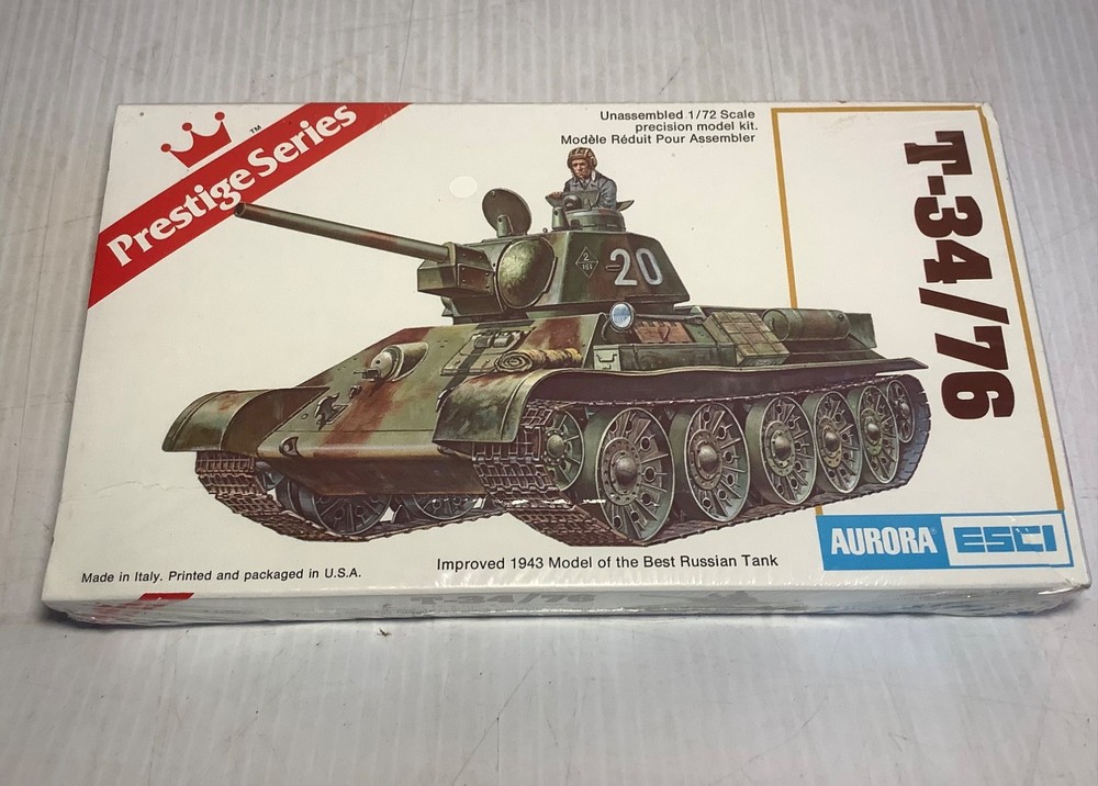 Prestige Series 1/72 T-34/76 Model Kit # 6208 “Russian Tank” Aurora ESCI Sealed