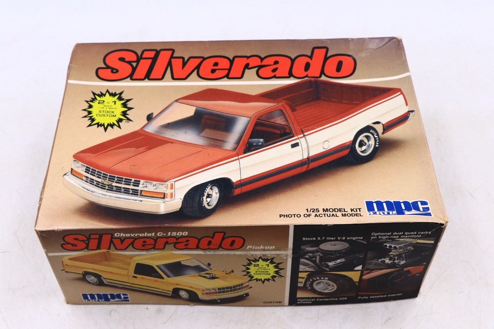 MPC 1988 Chevrolet C-1500 Silverado Model Kit Started Pickup 6096 RARE 1987 OBS