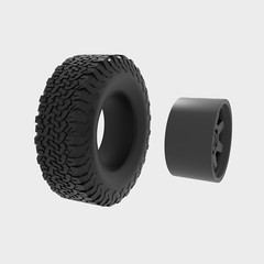 Resin 1/24 Scale: 18-Inch Fuel Wheels W/ 37″ Off-Road Tires; Jeep, Truck
