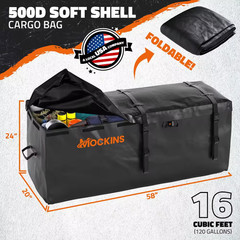 16 Cu Ft. Waterproof Hitch Cargo Carrier Bag (58 In. X 20 In. X 24 In.) with 3-B