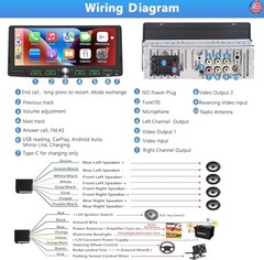 Single Din Touchscreen Radio with Wireless Apple CarPlay & Android Auto,