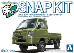 Aoshima 1/32 Snap Kit 05CU-OG Subaru Sambar Truck Custom Wheels (Olive Green)