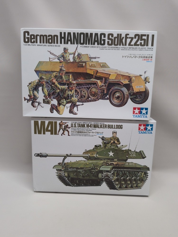 Lot(2) Tamiya 35055 U.S. M41 Walker Bulldog & 35020 Hanomag Half Track 1:35