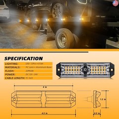 8pcs 12-LED Emergency Strobe Light Ultra Slim Grille Flashing Warning Light Kit