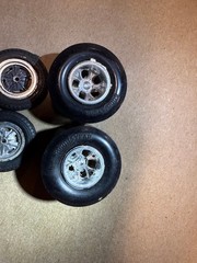 Halibrand Spindle Mount Drag Racing WHEELS Goodyear Slicks Skinny Tires 1/25 SC