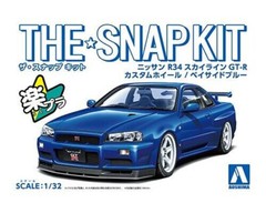 Aoshima 1/32 NISSAN SKYLINE R34 GTR Custom Wheels Plastic Model Kit *BLACK*