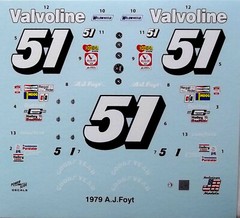 POWERSLIDE #51 VALVOLINE NASCAR 1979 OLDSMOBILE AJ FOYT 1/25 DECAL