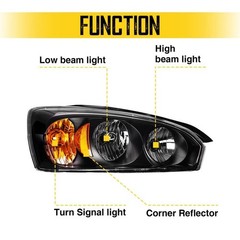 Headlight Assembly Compatible with 2004 2005 Black-Amber/for 2004-2007 Malibu