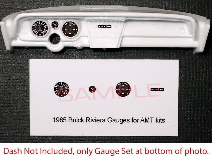 1965 BUICK RIVIERA GAUGE FACES for 1/25 scale AMT kits—PLEASE READ DESCRIPTION