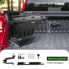 28 In. ABS Truck Bed Storage Box 6.6 Gal. Driver Side Truck Tool Box for Silvera