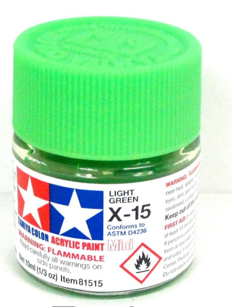 Tamiya 81515 X-15 Light Green 1/3 oz Acrylic “Mini” Paint Bottle