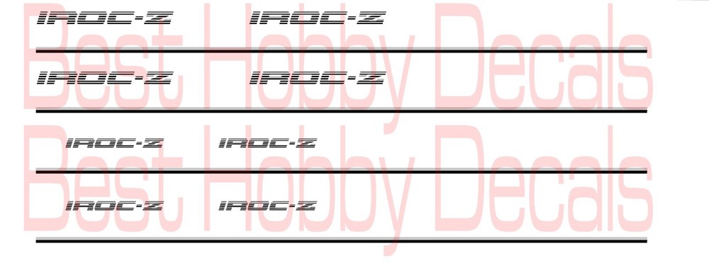 Iroc Z Camaro 1/24TH – 1/25TH SCALE WATERSLIDE Decals for WHITE car