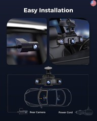 360 View 4 Channel Dash Cam Front and Rear Left Right Inside Camera for Cars,