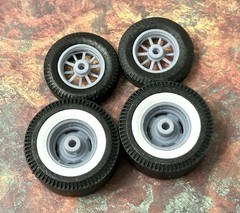 1/24 Scale: 15-inch Gasser “Steelie & ET” Wheels W/ Wide Piecrust Slicks, Resin