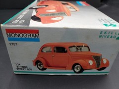 Monogram Fat Fendered 37 Ford Street Rod 1987 Partially Built Kit #2757