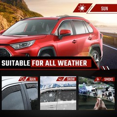 in-Channel Rain Guards Fit for Toyota RAV4 2019-2025 Black Extra Durable Shatter