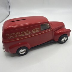 Ertl 1950 Chevy Panel Truck Bank Fire Dept. Used In Good Condition. Red.