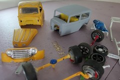 Model Truck and Car Junkyard Lot vintage Ford rat rod 1/25 used parts as shown