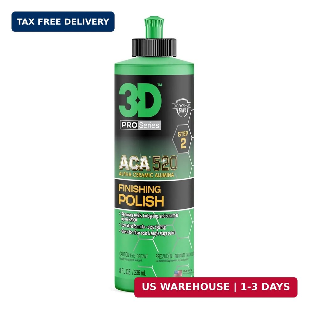 3D ACA 520 Finishing Polish – 8oz – Step 2 Body Shop Finishing Polish – Easy Cle