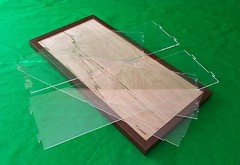 13.5″ L x 8.5″ W x 11″ H display case with 1/8″ thick acrylic brown wood frame