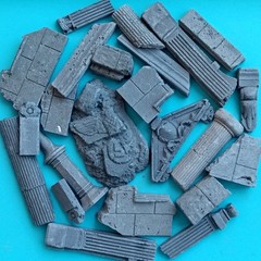 Painted Diorama 1/35 Building Ruins Rubble Bricks Base Military Scene Prop Model