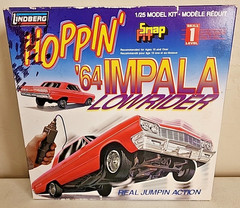 Lindberg Snap Fit Hoppin’ ’64 Impala Lowrider Kit # 73021 Open No Power see des