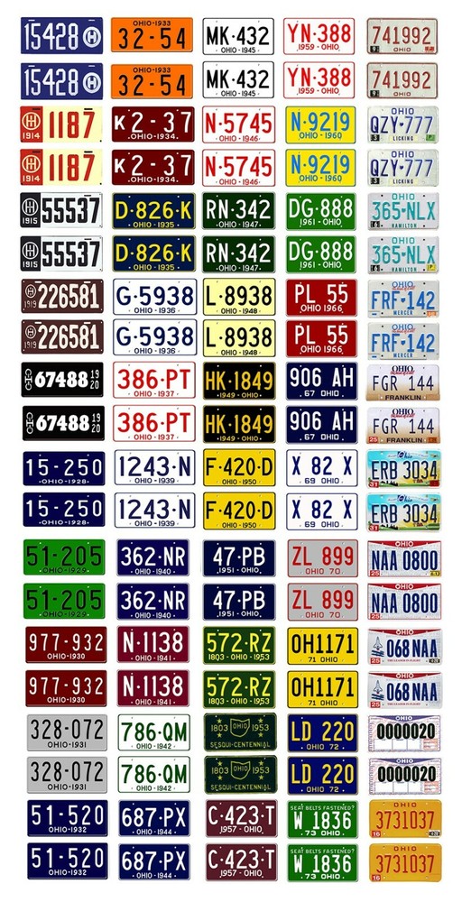 1/25 scale model car assorted USA Ohio license plates state tags