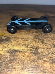 Vintage BSA 1970-80s Derby Pinewood Derby Wood 7” Model Black/Blue Race Car 5 oz