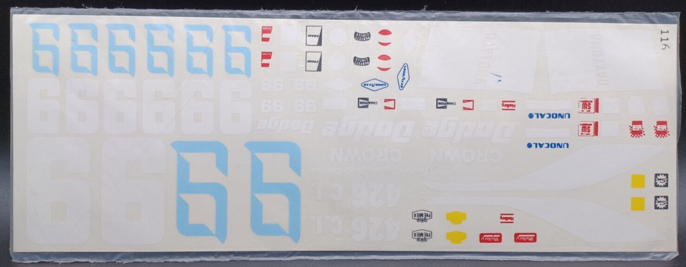 Fred Cady | No. 116 | 1:25 1970 Dodge Crown Ray Nichels Taladega Winner Decals
