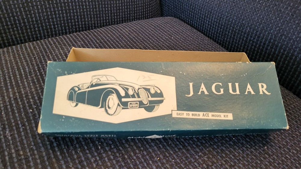Vintage EMPTY BOX ACE No. 25R, Jaguar Xk120 Wood Model Kit