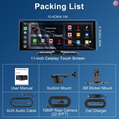 Upgraded 11″ CarPlay Screen for Car, Built-in Net-Flix/YouTube/TikTok and Other