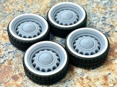 Resin 22 In. “Artillery” Restomod Wheels, W/ One Inch Whitewalls,1/24 1/25 Scale