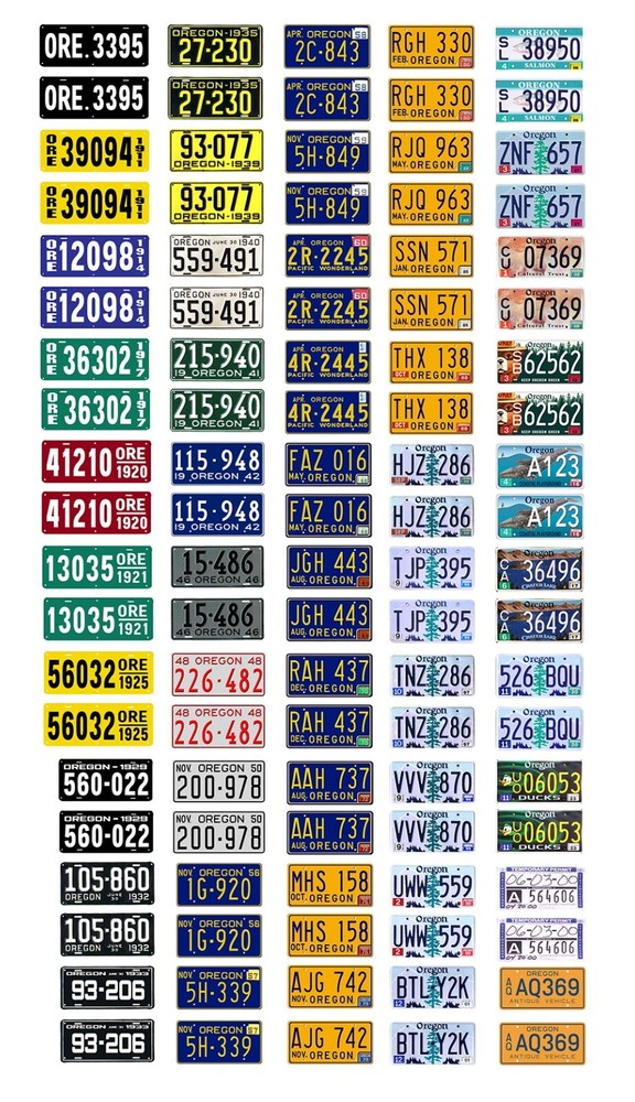 1/25 scale model car assorted USA Oregon license plates state tags 1:25