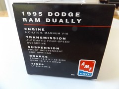 Promo Car 1995 Dodge Ram 3500 Dually Pickup, Red & Black, 1/25 by AMT-ERTL 8045