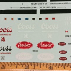 Coors Beer Decal Sheet Peterbilt 352 Pacemaker Cabover 1/25 AMT Waterslide COE