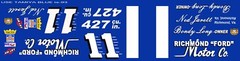 #11 Ned Jarrett Richmond Ford Motor Company. 1/24th – 1/25th Scale Decals