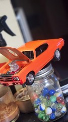 Excellent Paint Chevelle SS 454 Orange Hot Rod Painted Automotive Model Car