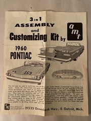 Vintage Annual AMT 1960 Pontiac Convertible Model Kit Instructions Sheet Only