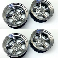 1:8 Set Of 4 Rear Five Spoke Wheels For Revell Rubber Tires (Unpainted/Unchromed
