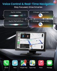 IK5 9″ Wireless Apple CarPlay & Android Auto Screen, Portable Car Stereo