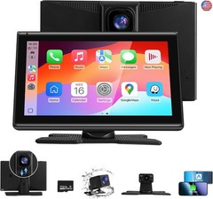 7″ Wireless CarPlay Screen for Car- 4K Touchscreen, 4K Dash Cam &1080P Rear