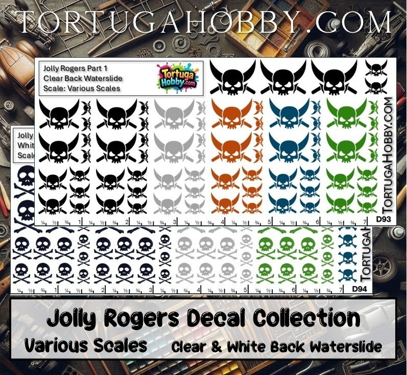 Jolly Rogers I – Pirates – Models, Derby Car or More – Waterslide Decals