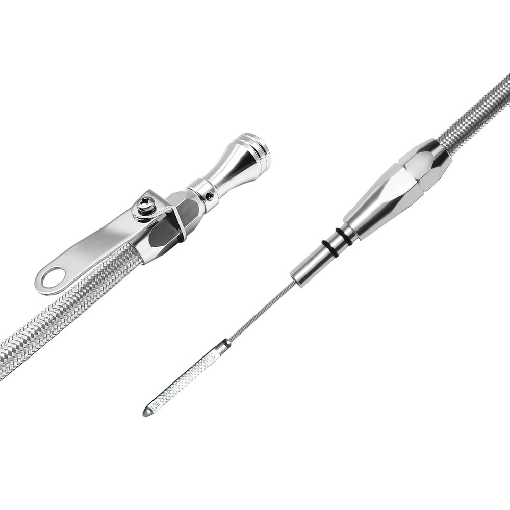 Compatible with Ford Engine Oil Dipstick, Billet Handle, 260-289-302, Silver