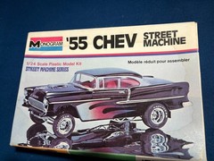 1/24 MONOGRAM 1955 CHEVROLET STREET MACHINE BLACK MODEL CAR KIT OPEN READ UT