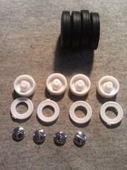 1/25 Scale AMT Pad Printed Whitewall Tires with 1953 Ford Wheels.