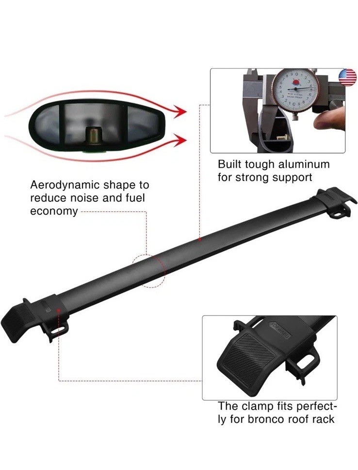 Broaddict Set Of 2 Cross Bar Fit for 2021-2024 Ford Bronco, Roof Rack Cross Bar
