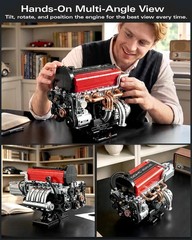 4-Cylinder Engine Model Kit for Adults, 918PCS Mini Working Model | with Moving